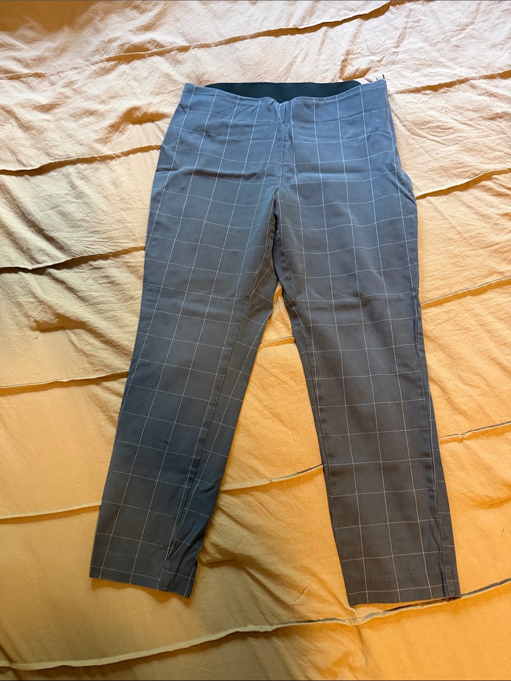 Gray Windowpane Stretch Dress Pants - Women